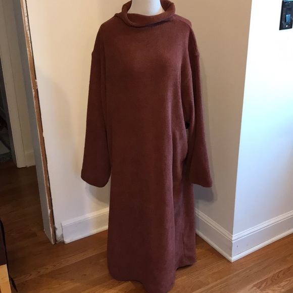 NWT Free People Beach Blanca Fleece Long Sleeve Maxi Dress Cowl Neck Med Brown - Picture 2 of 16